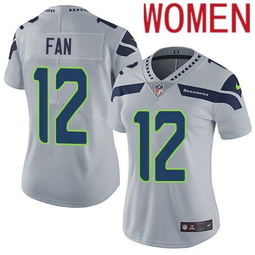 Women Seattle Seahawks 12th Fan Nike Gray Vapor Limited NFL Jersey